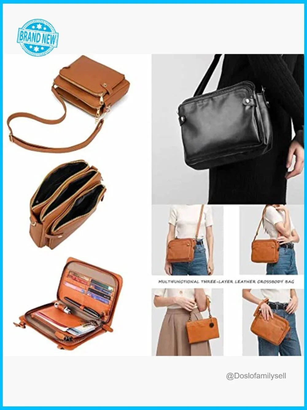 Leather Crossbody Bag With Multiple Compartments Adjustable Strap Chic Minimal
